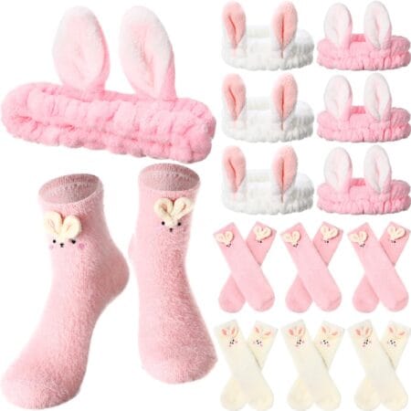 USA🇺🇸 free shipping - 12pcs Bunny Headband Fluffy Socks & Hairband Set - Stock: 88 - $3.5