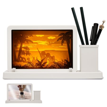 US🇺🇸 FBA Free Shipping, Desktop Ornament with Pen Holder, Mirror, Light & 3D Carving, Stock: 414 (Love 119, Birthday 119, Friendship 57, Christmas 116), MOQ 30, Price: $2.3